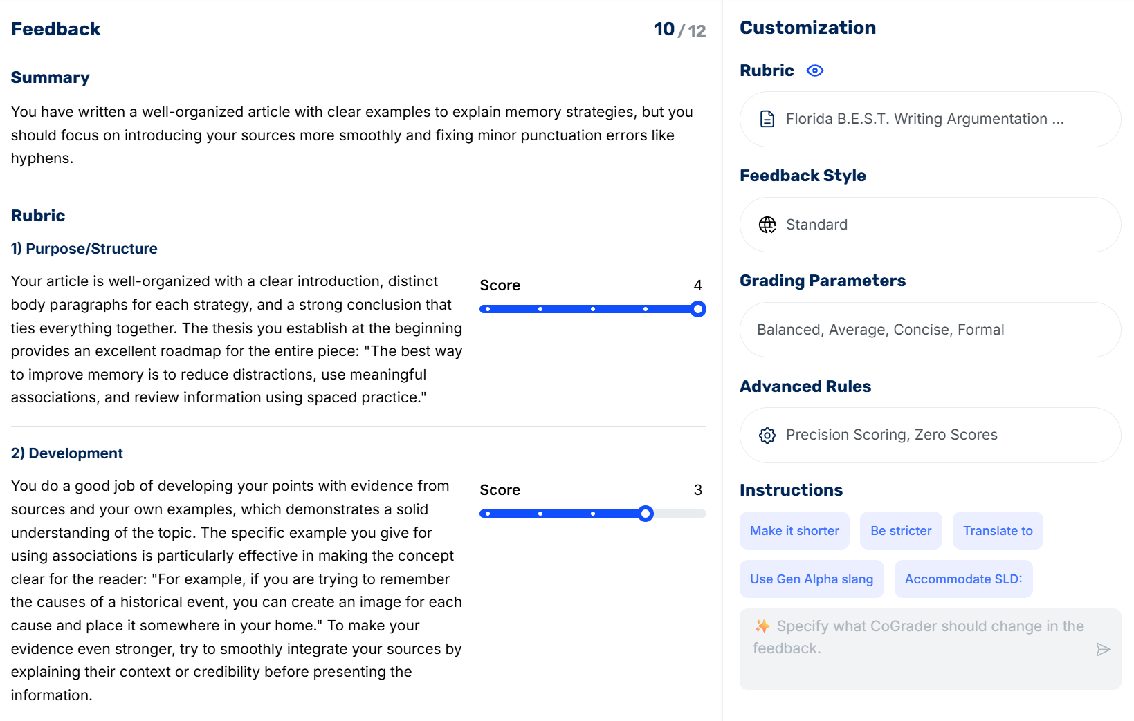 CoGrader AI Feedback